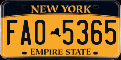 NY license plate FAO5365