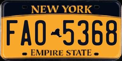 NY license plate FAO5368