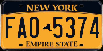 NY license plate FAO5374