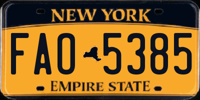 NY license plate FAO5385