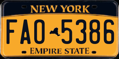 NY license plate FAO5386