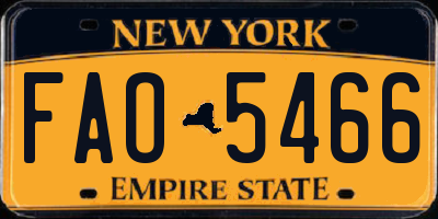 NY license plate FAO5466
