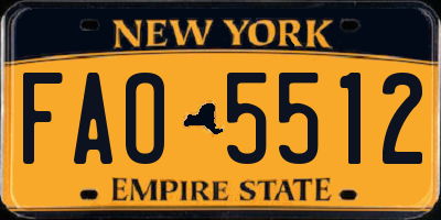 NY license plate FAO5512