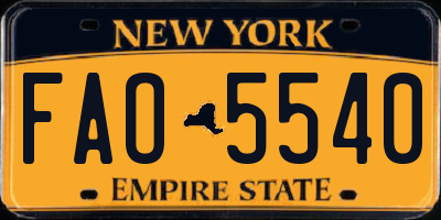 NY license plate FAO5540