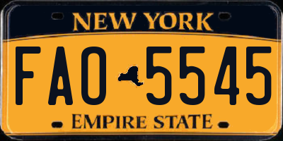 NY license plate FAO5545