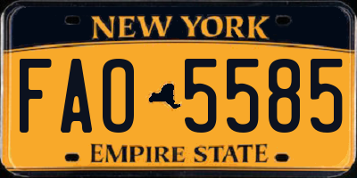 NY license plate FAO5585