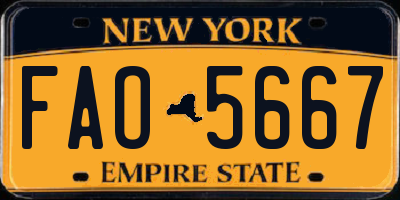NY license plate FAO5667