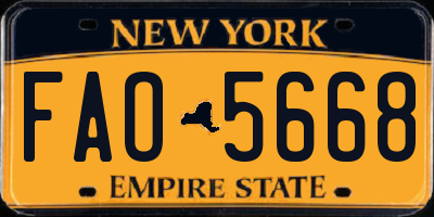 NY license plate FAO5668