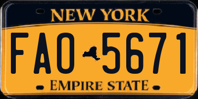 NY license plate FAO5671