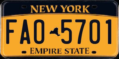 NY license plate FAO5701