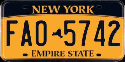 NY license plate FAO5742