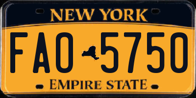 NY license plate FAO5750