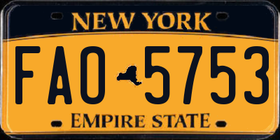 NY license plate FAO5753