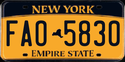 NY license plate FAO5830