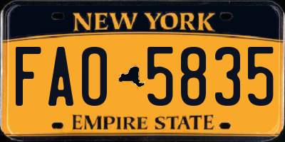 NY license plate FAO5835