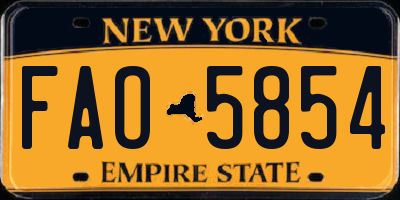 NY license plate FAO5854