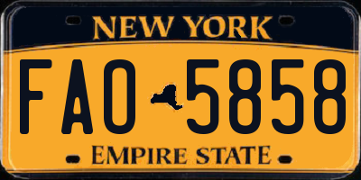 NY license plate FAO5858
