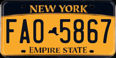 NY license plate FAO5867