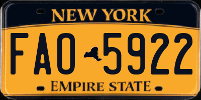NY license plate FAO5922