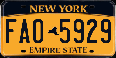 NY license plate FAO5929