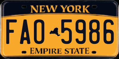 NY license plate FAO5986