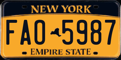 NY license plate FAO5987