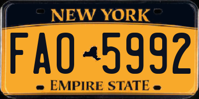 NY license plate FAO5992