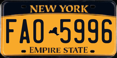 NY license plate FAO5996