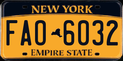 NY license plate FAO6032
