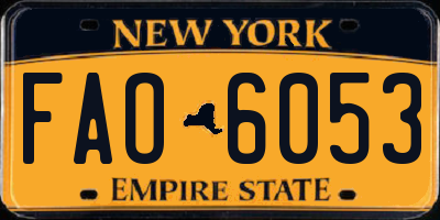 NY license plate FAO6053