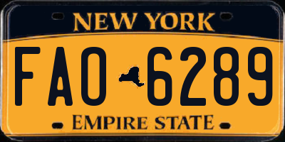 NY license plate FAO6289