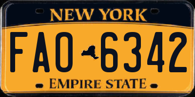 NY license plate FAO6342