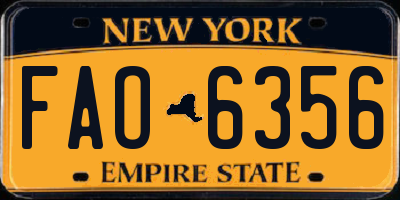 NY license plate FAO6356