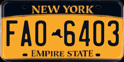 NY license plate FAO6403