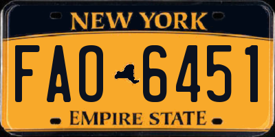 NY license plate FAO6451