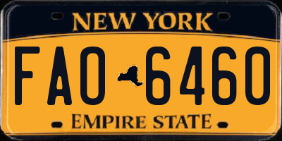NY license plate FAO6460