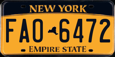 NY license plate FAO6472