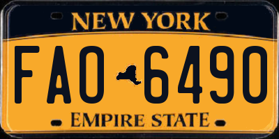 NY license plate FAO6490