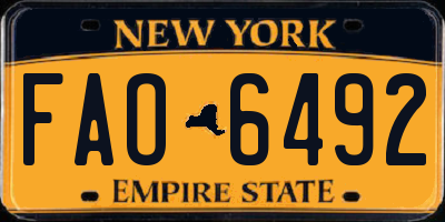 NY license plate FAO6492