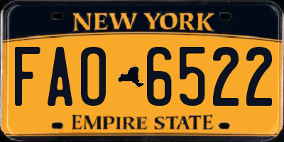 NY license plate FAO6522