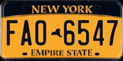 NY license plate FAO6547