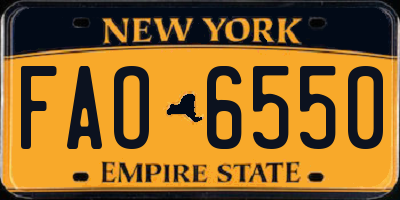 NY license plate FAO6550