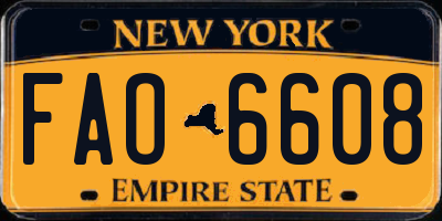 NY license plate FAO6608