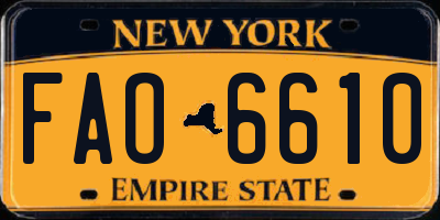 NY license plate FAO6610