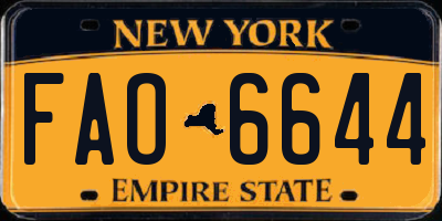NY license plate FAO6644