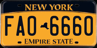 NY license plate FAO6660