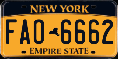 NY license plate FAO6662