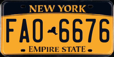NY license plate FAO6676