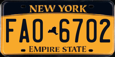 NY license plate FAO6702