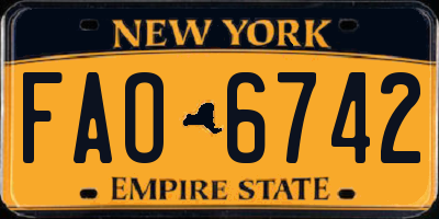 NY license plate FAO6742